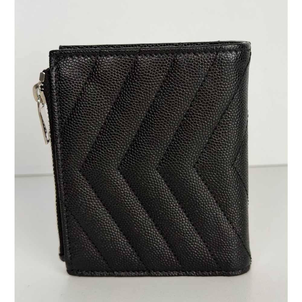 Saint Laurent Cassandre Matelasse Bifold Wallet in Black Grain de Poudre Leather - Picture 3 of 15
